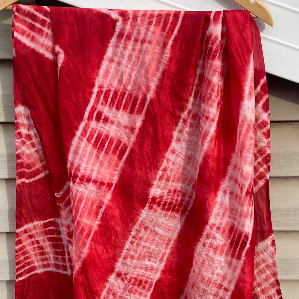Long Red Silk Scarf - Handmade in Vietnam - Brand New!